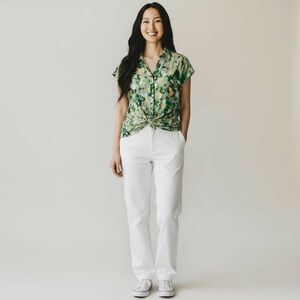 Liz Claiborne Top Women's Small Seagreen Floral V-Neck Blouse NEW